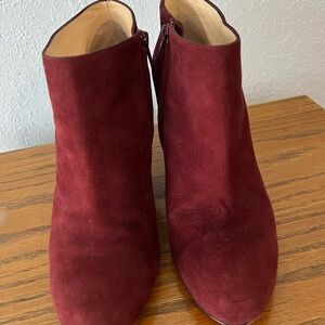 Christian Louboutin Deep Red Suede Ankle Boots